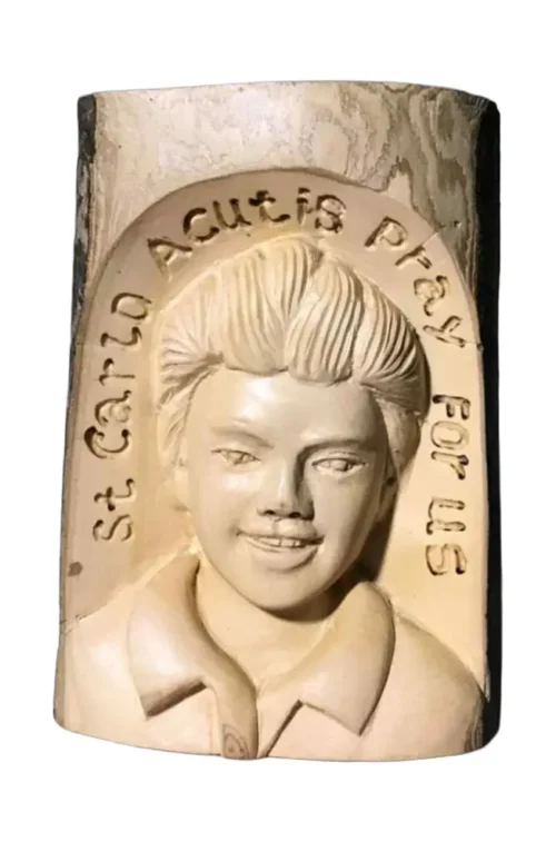 St Carlo Acutis Sculpture -  White Wood  11 x 7cm